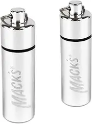 Mack's Keychain Carrying Case, Aluminum, Waterproof Ear Plugs Holder – 2 Pack (Silver)