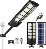 Xmart Solar Street Lights Outdoor Waterproof 80000LM 744 Upgraded LEDs Solar Parking Lot Lights Dusk to Dawn Solar Motion Flood Light Wide Angle Sensor and Remote Control for Area Pole Lighting Yard