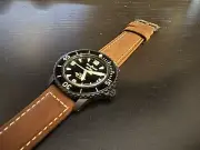Swatch X Custom Blancpain Ocean Of Storms Fifty Fathoms Bioceramic Brown Strap!