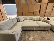 U Shaped Couch, 6 Seat Couch, Pull Out Sofa Bed Sleeper U Shape Sectional Sofa for Living Room, Rumpus Room, Media Room Lounge