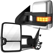 GDSMOTU Towing Mirrors Fit 2015-2016 for Chevy Silverado 2500 HD for Chevy Silverado 3500 HD 2014-2017 for Chevy Silverado 1500, Pair Power Adjusted Tow Mirrors with Heated LED Turn Signal Light