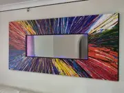 Modern Original Artwork Painting with Mirror and LED Infinity Lighting Feature.