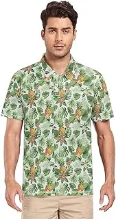 [ZZXXB] Pineapple Palm Tree Floral Men's Polo Shirts Short Sleeve Quick Dry Athletic Outdoor Sports Golf Shirts S-XXL