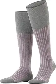 [FALKE] Men's Shadow Knee-High Socks Cotton Black Grey More Colours Thin Long Length Colourful Stripe Pattern With Rib For Summer Dress Casual Looks Or Work 1 Pair