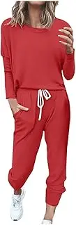 [Luhylyana] Womens Jogger Set Two Piece Lounge Set Long Sleeve Tops Jogger Sweatpants Track Sweats Suits Loungewear Pajama Sets