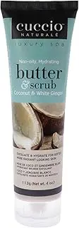 Cuccio Naturale Butter Scrub - Exfoliates And Hydrates - For Softer, Radiant Looking Skin - Infuses Moisture Into Dry Skin - Non-Oily 24 Hour Hydration - Creamy - Coconut And White Ginger - 113 G
