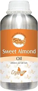 Crysalis Sweet Almond (Prunus Amygdalus) Carrier Oil 100% Pure & Natural Undiluted Organic Standard Cold Pressed Oil for Body & Face Manages Undereye Puffiness & Dark Circles 2000ml/67.6fl oz