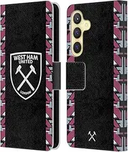 Head Case Designs Officially Licensed West Ham United FC Away 2022/23 Crest Kit Leather Book Wallet Case Cover Compatible with Samsung Galaxy S24 5G