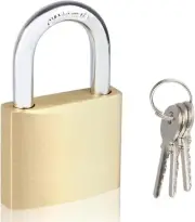 Fuaxat Solid Brass Padlock with 3 Keys, Locker Lock with Brass Body