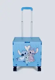 NWT Disney Stitch & Angel Travel Storage Crate With Handle & Wheels Trolley
