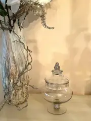 Apothecary Jar with Gold/ Silver Rhinestones embellished Finial on Top and Base