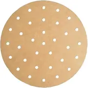 TopHomer Perforated 15cm Parchment Paper for Air Fryer Liners Round Unbleached 100 Sheets AirFryer Blotting Paper, Bamboo Steamer Basket, Baking Paper, Microwave, Oven Non-Stick Cooking Brown