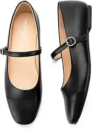 [AprCoco] Women's Flats Mary Jane Ballet Flats for Women Classic Square Toe Women Shoes Dressy Comfort Ankle Strap Flats for Women, Black, 7