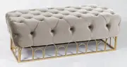1x Metal tufted long bench grey velvet 125cm