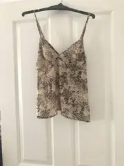 Pilgrim Size 8 Leopard Print Singlet Top Spaghetti Strap Adjustable Brown Womens