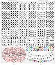 LEUCHTAMOR 1570Pcs Letter Beads, 31 Styles Alphabet Friendship Bracelet Kit, Number Beads Colorful Letter Beads with 2 Elastic Strings for Bracelets Making