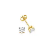 9ct Gold 4mm Round Cubic Zirconia Stud Earrings in Clear