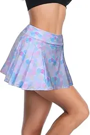 [Rainbow Tree] Women's Tennis Skirt Elastic Active Athletic Skort Lightweight Skirt Built-in Shorts for Running Tennis Golf Workout