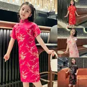 New Girls Chinese Printed Qipao Spring Festival 2~10years Cheongsam Child