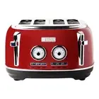 Dorset 1500-Watt 4-Slice Red Wide Slot Retro Toaster with Removable Crumb Tray
