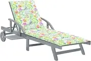 Acacia Wood Lounger Folding Patio Recliner Outdoor Lawn Sun Lounger with Cushion for Lounging, Reading, Sunbathing, and Relaxing in Grey Wash Finish