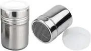 KaYno Sugar Shaker, 2 Pcs Salt Shaker, Stainless Steel Spice Jar Dredge Shaker for Chocolate,Cocoa,Sugar,Flour Icing Sugar Duster Spice Bottle (5 * 7cm)