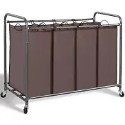 STORAGE MANIAC Laundry Sorter, 4 Section, Laundry Hamper with Wheels, Eco-fri...