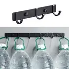Useful Hooks Rack Wall Mounted 3/4/5/6 Hooks Black Fittings Hang Coat Hat