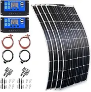 400W 600W 800W 1200W 12V-24V Ultra Light Portable Solar Panel kit, Flexible Solar Panel with Controller 40A, Monocrystalline Bendable Solar Battery Charger for Home Camper RV Boat and Car,4×300W
