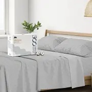100% Cotton Striped Sheets for Size Bed - 500 Thread Queen Stripe - Light Grey