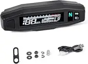 WHALETAIL Universal Motorcycle Speedometer 6 Gear 12000 RPM Km/h MPH Mini LCD VA Screen Digital Motorcycle Speedometer, Odometer, Tachometer