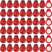 200 Pieces Mini Ladybugs Ornaments Tiny Resin Ladybug Model Figurine Miniature Fake Ladybug Self-Adhesive Wooden Ladybugs Stickers Micro Landscape Decor Home Garden Dollhouse DIY Accessories