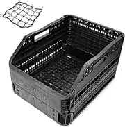 MOSHAY Bike Bicycle Foldable Rear Basket - Patented Design Easy to Install Bike Storage Rear Basket with 32L Large Capacity - Premium Quality Durable Resistant to Heat & Corrosion