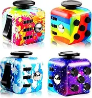 4 Pack Fidget Cube Fidget Toy, Magic Cube Stress and Anxiety Relief Toys, Infinity Cube Fidget Toy Cube Relaxing Hand-Held for Adults, Killing Time Cool Fidget Block for ADD/ADHD/OCD