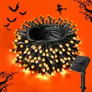Solar String Lights for Halloween Orange Halloween String Lights 39.4Ft 120LED