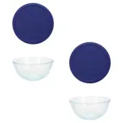 Pyrex 7403 10 Cup Sculpted Glass Mixing Bowl and 7403-PC Navy Blue Lid (2-Pack)