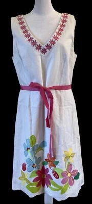 NWT VTG Lilly Pulitzer Brice Dress Sleeveless Floral Embroidered Belt Preppy 14