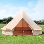 PORIYA 4m/13.12ft Canvas Tent Bell Tent Portable Folding 4-Season Camping Yurt with Stove Jack for Family Camping Hiking Hunting Party Shelter