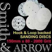 ORBTIAL SANDING DISC 150mm 6" HOOK AND LOOP PAD 6 HOLE SANDPAPER DRYWALL METAL