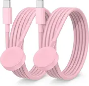 2Pack for Apple Watch Charger USB C Magnetic iWatch Charger Cable Fast Charging Cord Compatible with Watch Ultra2 Ultra Series 9 8 7 6 SE SE2 5 4 3 2 1-3FT(1M) Pink