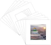Golden State Art, Pack of 15, Acid-Free 12x12 White Pre-Cut Picture Mats for 8x8 Photos with White Core Bevel Cut Frame Mattes