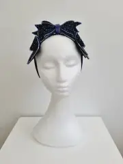 Miss Chateau. Womens Blue Rhinestone bow headband fascinator
