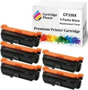 5 Pack Black Compatible Toner Cartridge Replacement for HP 654X CF330X (20,500 Pages) for HP Color Laserjet Enterprise M651dn M651n M651xh