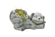 Willow & Silk Polyresin 36.5cm Grey/Stone Winking Dog Home/Garden Pot Planter