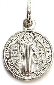 [De Bussy] Sterling Silver Saint Benedict Medal Pendant