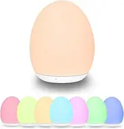 ZCMLED Egg Night Light for Baby, Nursery Lamp with 8 Colors Changing Mode & Dimming Function,Warm White Baby Sleeping,Rechargeable Baby Night Light with 1 Hour Timer&Touch Control, Up to 100H