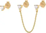 [Generic] 925 Mismatched Stud Earrings for Women Tiny Stunning Zircon Chain Tassel Ear Studs Piercing High-end Earrings