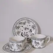 Garden Series Black White Ceramic Coffee Cup Giardino Cup & Saucer Set