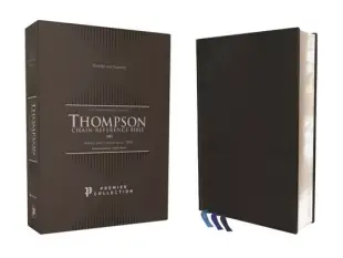 Niv, Thompson Chain-Reference Bible, Genuine Goatskin Leather, Black, Premier Collection, Black Letter, Art Gilded Edges, Comfort Print