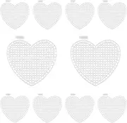 Hordion 10 Pcs 7 Count 3 inch Mesh Plastic Canvas Heart Sheets, Blank Needlepoint Canvas for Embroidery, White Cross Stitch Plastic Mesh for DIY, Crochet Projects, Yarn Crafting, Knit, Needlework